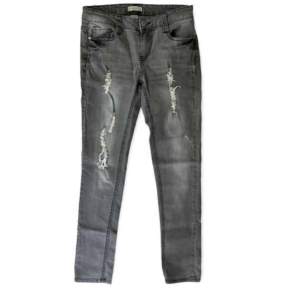 Distressed roll cuff crop jeans, Blue Asphalt size 3/26 gray wash skinny ankle - Picture 1 of 6